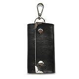 ZYSUN Genuine Leather Key Holder Wallet Slim Compact Key Case Pouch With Six Key Hook