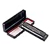 Amosic Diatonic Blues Harmonica Key of C 10 Holes 20 Tones for Beginners and Professional Players with a Black Case
