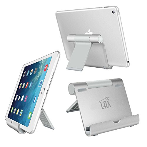 Adjustable Aluminum Tablet Stand for iPad, eReaders, and Smartphones (Silver)