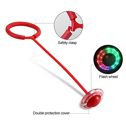Leegoal Flashing Jumping Ring, Colorful Dancing Fitness Ankle Skip Balls Outdoor Indoor Funny Toy for Children Adult (Red)