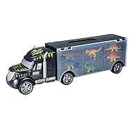 Fun2Us Dinosaur Truck Dinosaurs Transport Car Carrier Truck Toy with 6 Dinosaurs Toys Inside & 6 pcs Space for Putting Other Toys for Gifts Kids/Boys Toy Ages 3, 4, 5, Years Old & Up