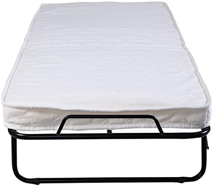 Folding Bed Foam Mattress Twin Roll Away Guest Portable Sleeper Pull Out - Foam Mattress - Steel Frame And Wood Slat Supports - Casters For Easy Moving