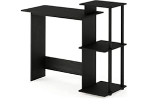 Furinno Efficient Home Laptop Notebook Computer Desk with Square Shelves, Americano/Black