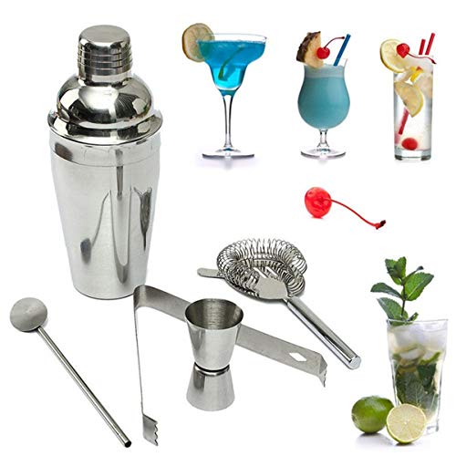 Cocktail-Shaker aus Edelstahl, 350 ml, silberfarben, 5 Stück – Bild 4