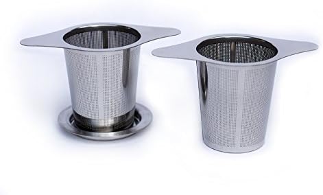 2 Extra Fine Tea Infuser 18/8 Stainless Steel Strainer, Large Capacity, Double Handles for Hanging in Teapots, Coffee Mugs, cups, Wide mouth Mason Jars, loose leaf tea steeper and filter Raynana