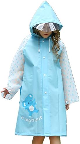 Candy86 children Raincoat EVA Cartoon Waterproof Kids Girls Boys Student Rain Coat Poncho Rainwear With Schoolbag Seat (Blue, XXL(4.92-5.23 Feet))