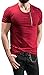 NITAGUT Mens Hipster Hiphop Holes Design T-Shirt Cotton Crewneck Tees Zipper Trim (Large/Chest 40-42, Red)