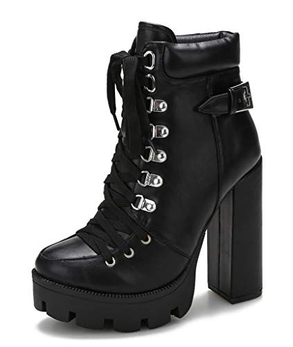 high heel platform combat boots