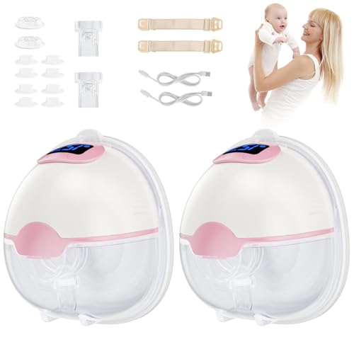 Hands Free Electric Breast Pump, 2 x 180ml Large Capacity Breast Pump, 3 Modes and 15 Levels, Portable Breast Pump with LED Display, Memory Function and Auto Shut Off