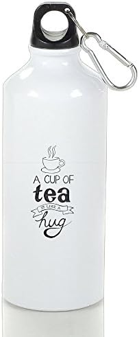 REIUCVTY Personalized Custom A Cup Of A Tea Is Like A Hug Aluminum White Sport Water Bottle Customizable