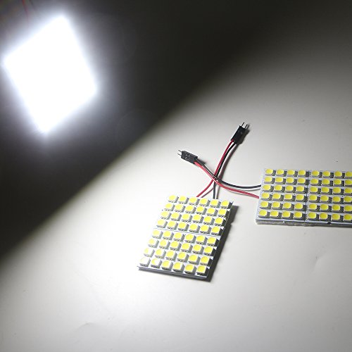 GLL Super White Energy-Saving 5050 48-SMD LED Panel Dome Light Auto Car Interior Reading Plate Light Roof Ceiling Interior Wired Lamp+T10 BA9S Festoon Adapter-10PCS - Thumbnail 6