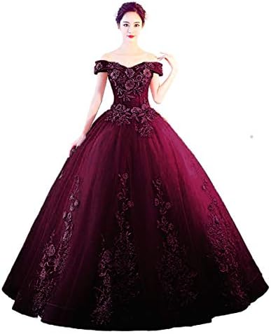 LEJY Women's Off The Shoulder Quinceanera Dresses Applique Masquerade Ball Gowns Prom Dresses