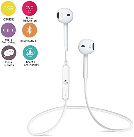 Bluetooth Headphones, Wireless Earphones Stereo Upgraded S6 Wireless Bluetooth Headset,Sweatproof Sports Headphones Music Time Up to 6-8 Hours (white)
