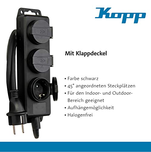Kopp 3-Fach Feuchtraum-Steckdosenleiste mit Deckel 1,4m Kabel I Robuste Mehrfach-Steckdose anschraubbar + aufhängbar I… – Bild 4