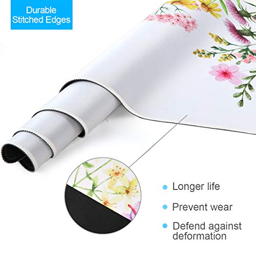 Anyshock Extended Gaming Mouse Pad, Large XL (35.4x15.7inch) Mouse Mat Keyboard Pad with Stitched Edges, Water-Resistant Non-Slip Base Ideal for Computer & PC (35.4x15.7inch,Flower)