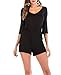 SUNNOW Women's Sexy Long Sleeves V Neck Backless Short Romper Jumpsuit (Asian L=US(6), Black)