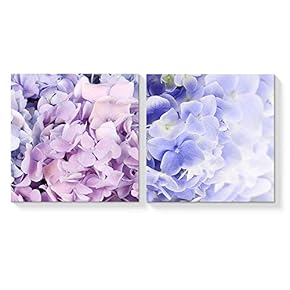 2 Panel Canvas Wall Art Blue and Pink Petal Canvas Painting Wall Decor for Living Room Framed Home Decorations -