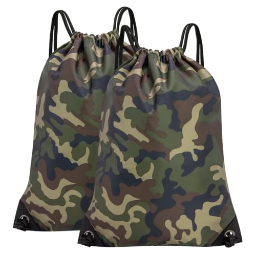 Drawstring Backpack 2Pcs Drawstring Bags Bulk Sport Gym Bag, XL, Green Camo at Amazon