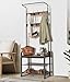 KINGSO Industrial Coat Rack, Hall Tree Entryway Coat Shoe Rack 3-Tier Shoe Bench 7 Hooks, Wood Look Accent Furniture with Stable Metal Frame Easy Assembly