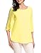 ACEVOG Womens Casual Scoop Neck Loose Top 3/4 Sleeve Chiffon Blouse Shirt Tops