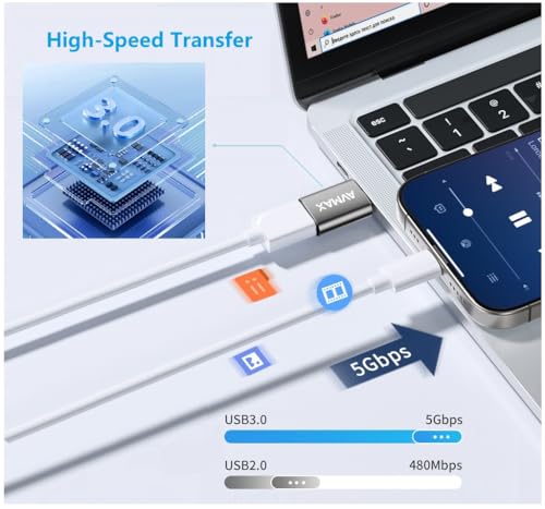 AVMAX USB C to USB Adapter 4 Pack,USBC Male to USB 3.0 Female OTG Adapter,Type C Male to A Female 3.0 OTG Adapter for Apple iPhone 16 15,Flash Thumb Drive,Mac,iPad,Samsung Galaxy