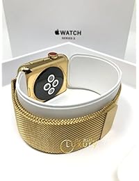 Oro de 24 K de reloj de para Apple Series 3 con oro Milanese Loop Band GPS + LTE