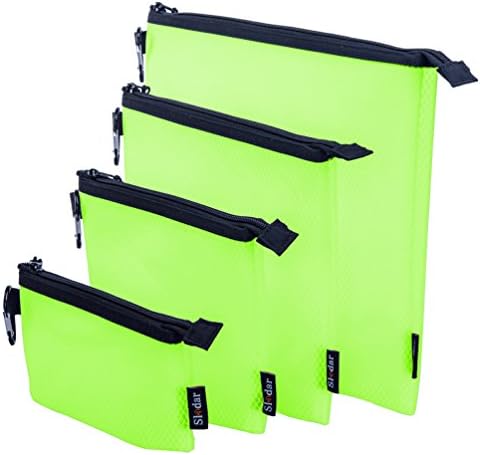 Sladar Eco-friendly Makeup Pouches Cosmetic Bags Travel Toiletry Organizers Packing Storage Holders for Cables Pencils Pens Stationery Files School Students Office Supplies Set of 4 Neon Fluo Green