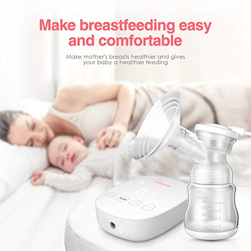 COCOBELA Double Electric Breast Pump, Portable Pain Free Breastfeeding with 16 Adjustable Strong Suction Power,Ultra-Quiet Memory Function, LED Touchable Screen and Breast Massage