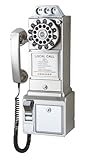 Crosley CR56-BC 1950's Payphone with Push Button Technology, Brushed Chrome