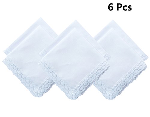 New White Lace Wedding 100% Cotton Handkerchiefs