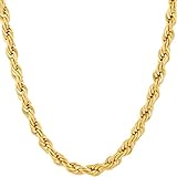 Lifetime Jewelry Gold Chain for Men Women Teen & Boys [ 6mm Rope Chain ] 20X More Real 24k Plating Than Other Necklaces - Solid Thick & Durable - Lifetime Replacement Guarantee - 16 to 36 inches Long