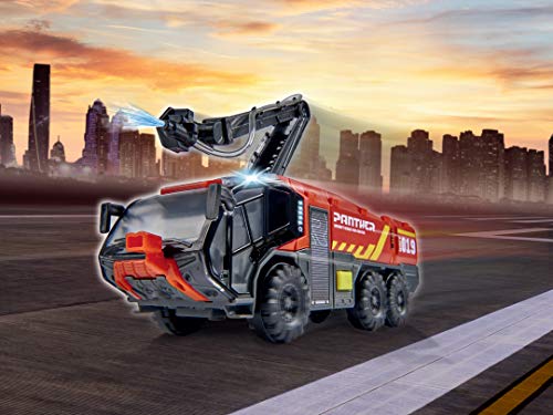 Dickie Toys 203714012 Flughafenfeuerwehr-203714012 Flughafenfeuerwehr, Rosenbauer, beweglicher Löscharm, Licht & Sound… – Bild 4