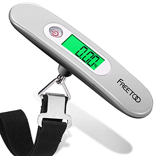 FREETOO Portable Digital Luggage Scale Hanging Suitcase Scale with Tare Function 110 lb/ 50KG Capacity Grey
