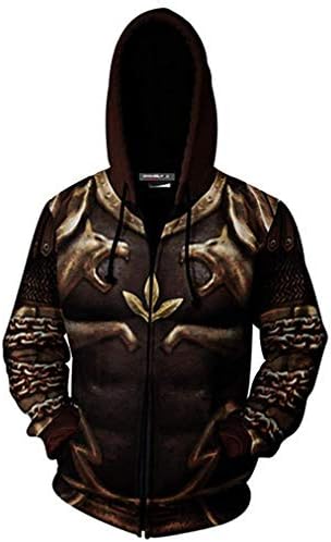 Mucloth Men's GoW Warrior Kratos Adult Zip up Cotton Hoodie Sweatshirt Cosplay Costume