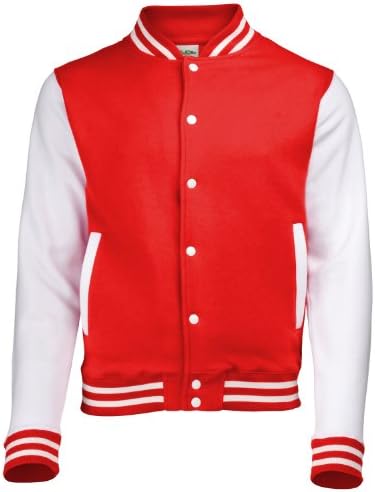 AWDis Hoods Varsity Letterman jacket Hot Pink / White 2XL at
