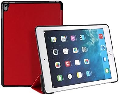 iPad Pro 9.7 Case - Miroddi Slim Folding Stand Cover Case with PU Leather Back for Apple iPad Pro 9.7 Inch Tablet Auto Wake / Sleep Function (2016 Release) (Red)