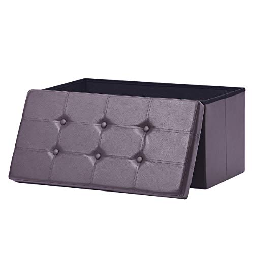 AuAg 30" Folding Storage Ottoman Bench Faux Leather Toy Box/Chest Coffee Table/Foot Rest/Storage Easy to Assemble (Brown, 30")