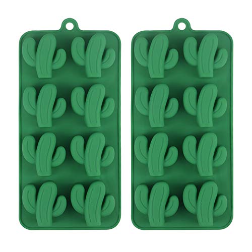 BUSOHA 2 Pack Cactus Ice Cube Tray, Cacti Silicone Mold for Chocolate, Candy, Cookie, Fondant, Gummy, Jello, Baking, Candle, Cupcake Topper Hawaiian Tropical Rainforest Themed Party Decoration