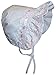N'Ice Caps Baby Girls Lacy Bonnet with Flowers Embroidery (White with Pink Ribbon, 3-5 Months)
