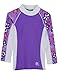 Tuga Girls Shoreline L/S Rash Guard (UPF 50+), Violet, 8/10 yrs