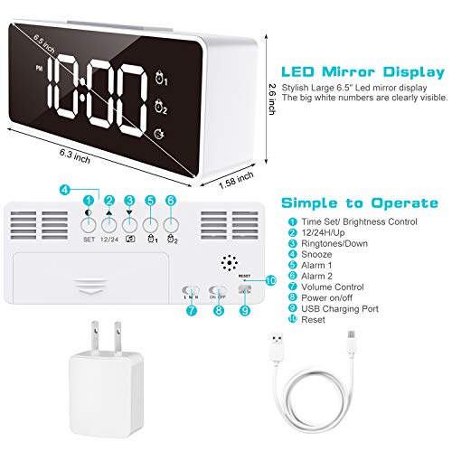 Digital Alarm Clock,Sound Control,Easy to Use,Dual Alarms,12/24 H,Snooze,25 Alarm Ringtones