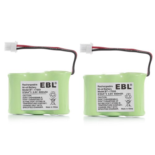 EBL Fruit Green Cordless Phone Replacement Battery for BT-17333 Cordless Battery for Vtech 3.6V 400mAh AT&T 01839 24112 4128 EL41108 EL41208 Ni-CD Radio Shack CS90174 12280731 23-956 23-9069 43-3215 VTech BT17333 BT27333 (2 Pack)