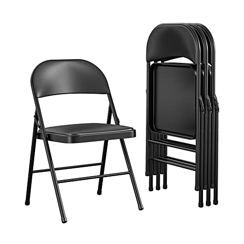 Premium Vinyl Padded Metal Folding Chair 4PK Black
