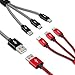 USB Multi Cable Wodeer 2Pack 4FT 3 in 1 Charging Cable with Micro / Type C Connector,Nylon Braided Charging & Syncing Multiple Charger Cord for Samsung Note8,Iphone X and More (Black+Red)