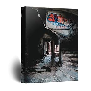 Canvas Wall Art Haunted Creepy Print Gallery Wrap Modern Home Decoration Ready to Hang - 12x18 inches