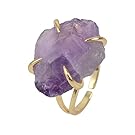 ZENGORI Irregular Purple Amethyst Four-claw Adjustable Ring for Women Gemstones Jewelry ZG0133