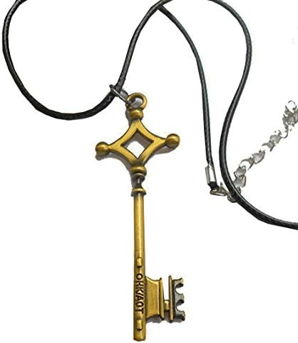 LYLAS Cosplay Costume Accessories Copper Necklace Pendant PU Leather Key Chain Gift Ornaments