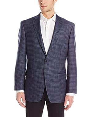 Calvin Klein Navy Minicheck 100% Wool Two Button New Men’s Sport Coat