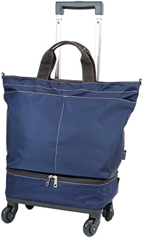 【COLOCOLO by MOIERG】 Rolling Shopper Tote Bag Carry-on Trolley Cabin Suitcase (Navy blue)
