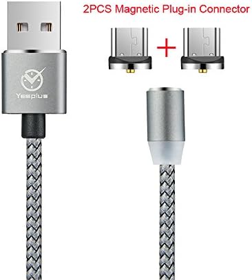 Yeeplus Micro Strong Magnetic Charging Cable 3.3 FT High Speed Charging Cable With LED For Android Mobile Devices (MICRO Cable 1pc With 2pcs IC Tips)